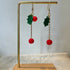 Micro Crochet Christmas Holly Drop and Dangle Earrings