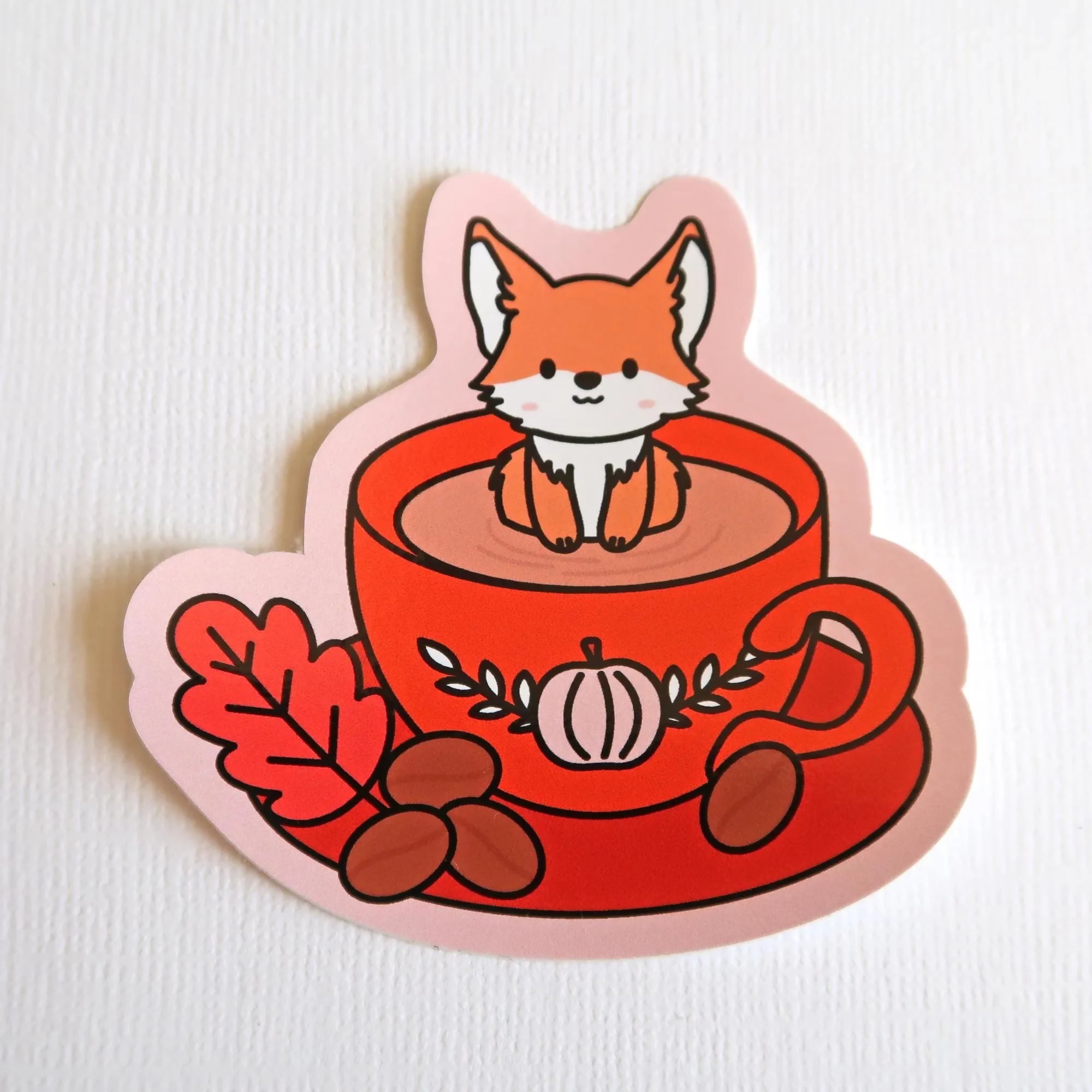 Fox Latte Die Cut Sticker