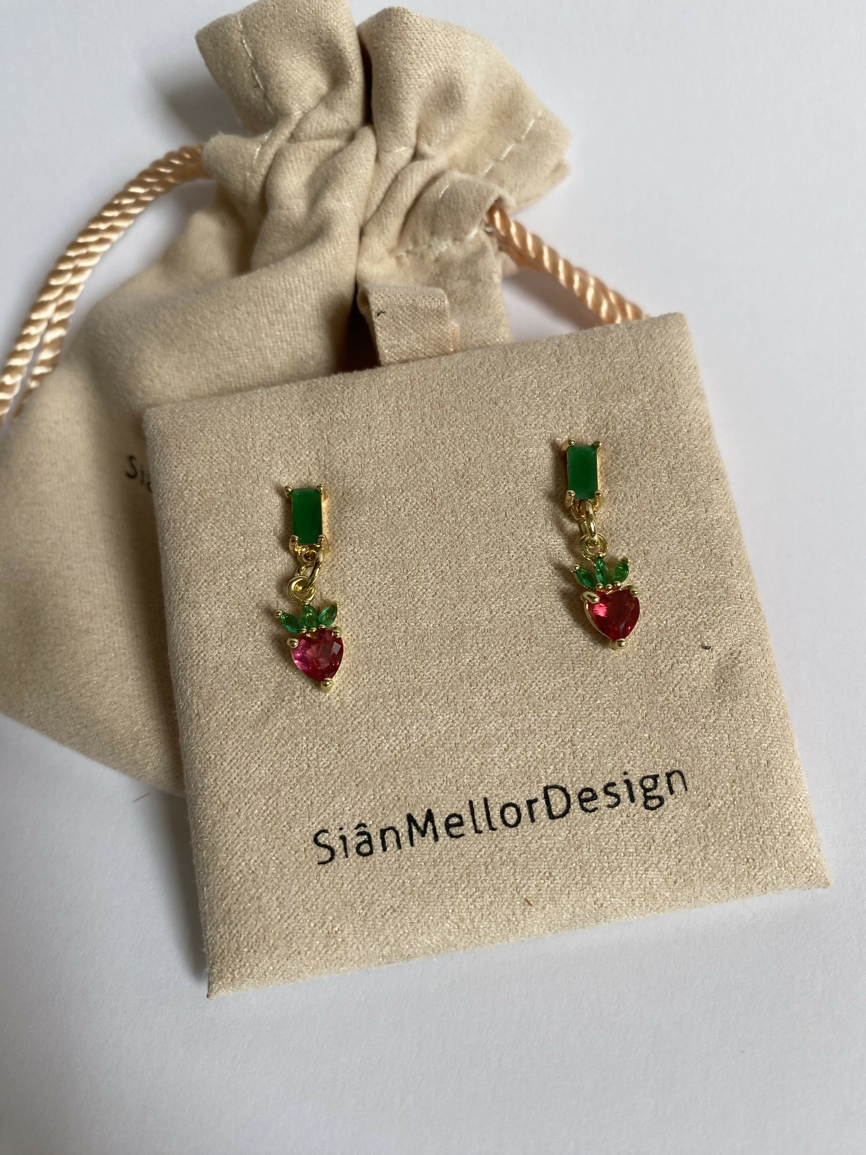 Strawberry dangle studs