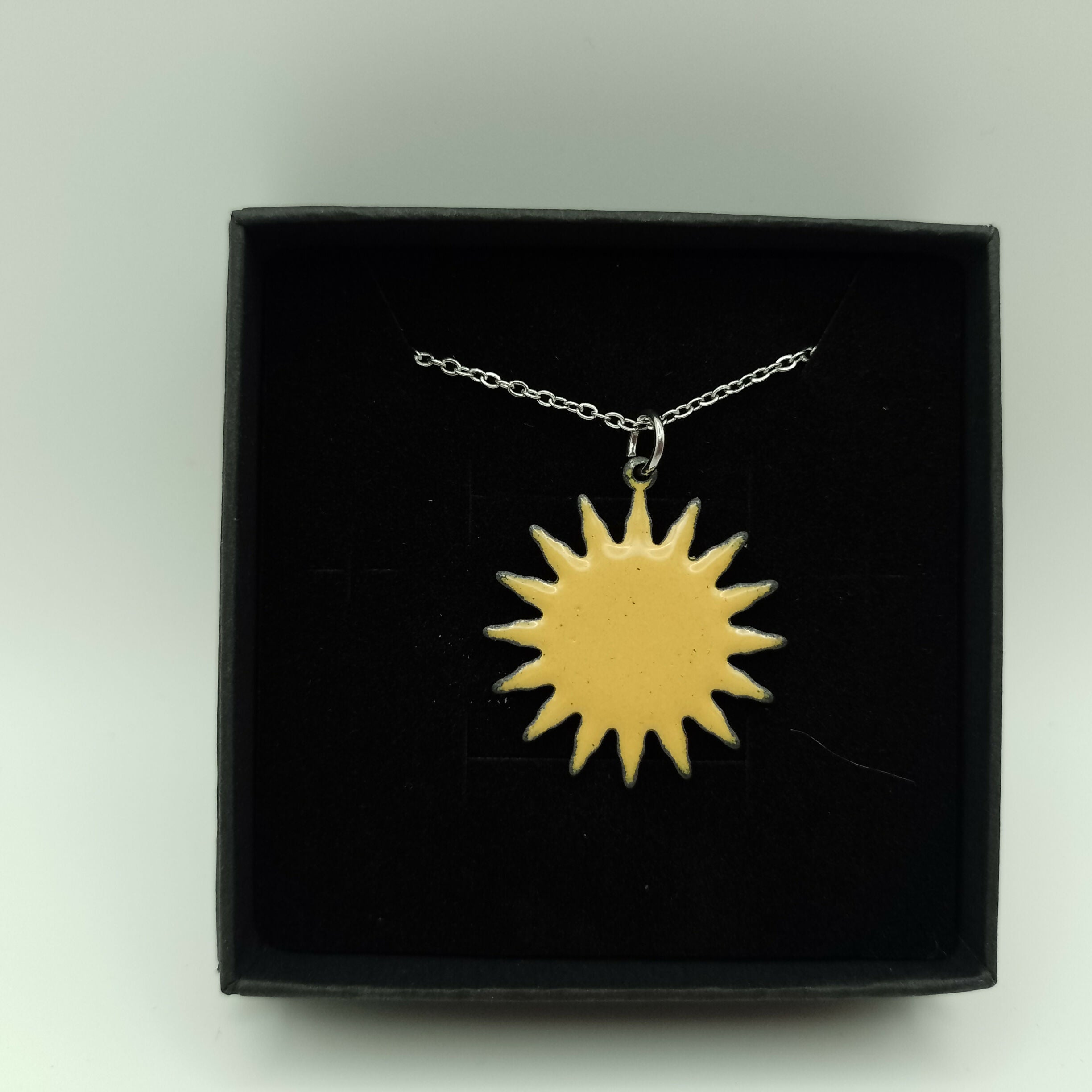 Yellow Enamel Sunburst Pendant