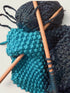 REGULAR LENGTH , WIDE, CHUNKY & STRETCHY SCARF - AZURE & PEACOCK BLUE