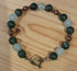 Gemstone Bracelet with a Bronze Toggle Catch, with Dark Green Jade, Green Banded Agate and Copper Hematite.