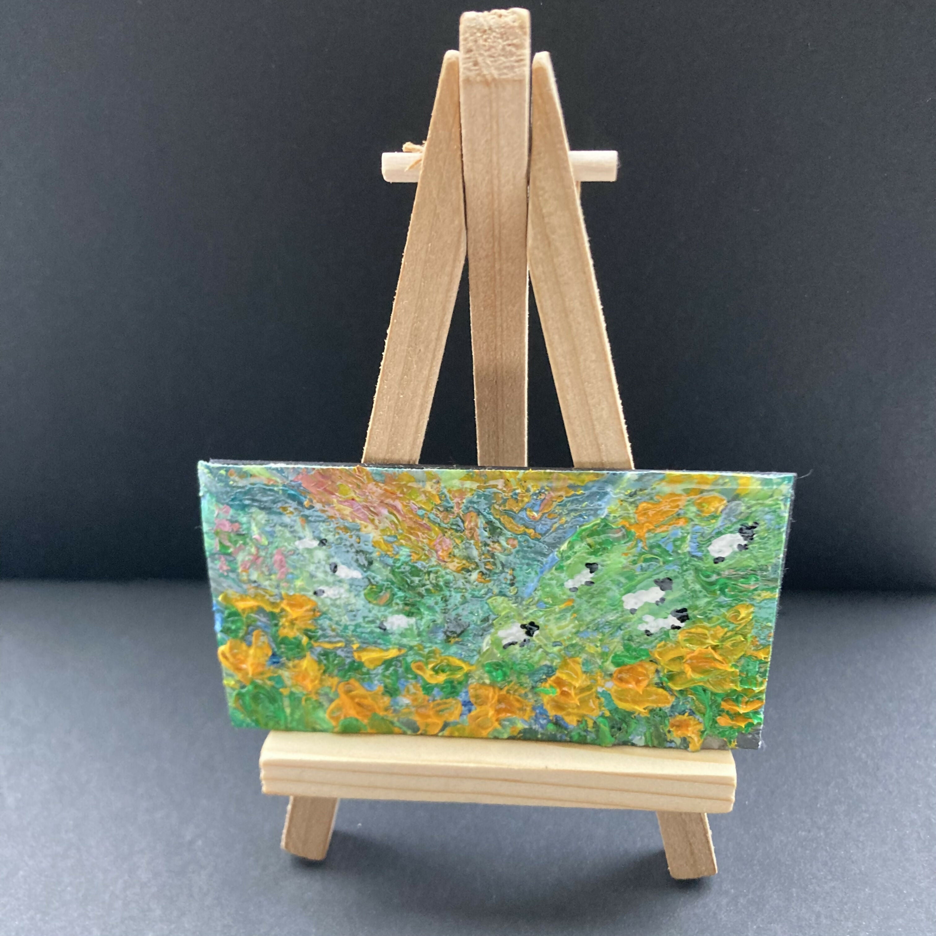 Sheep In Daffodils - Oil Painted Mini Canvas Fridge Magnet