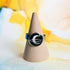 Handmade Black And Silver Moon Resin And Stainless Steel Ring