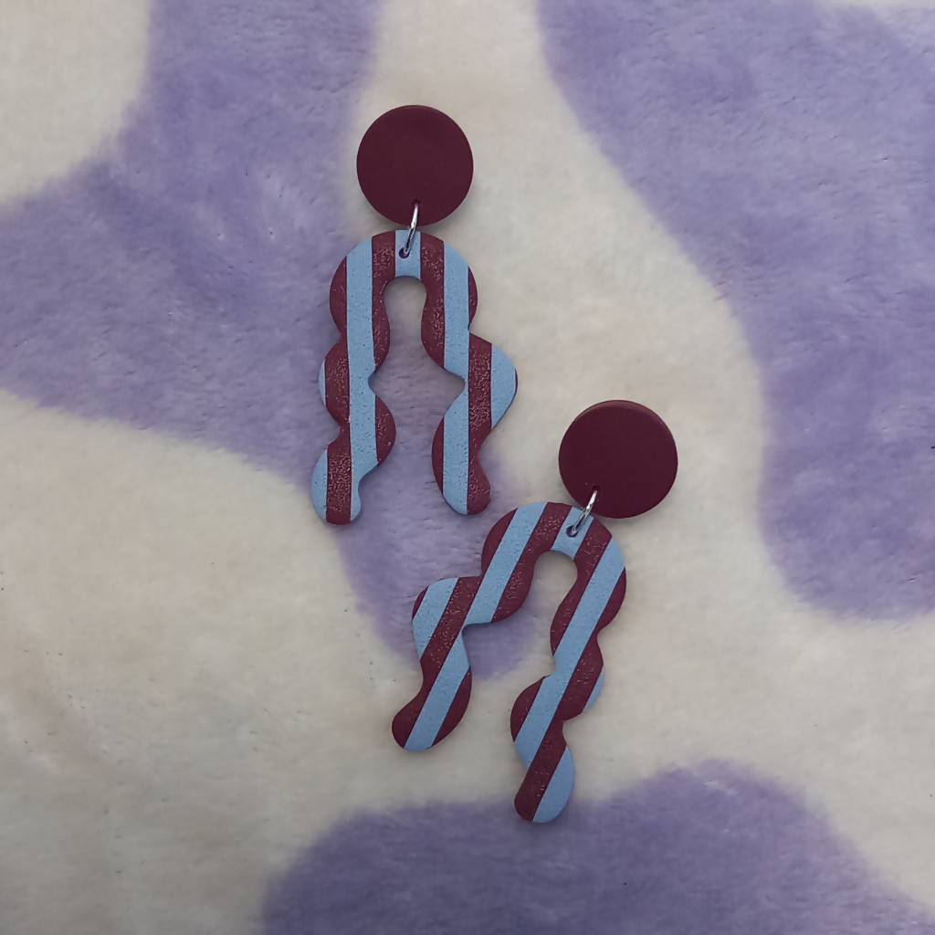 Polymer Clay Stripy Squiggle Earrings