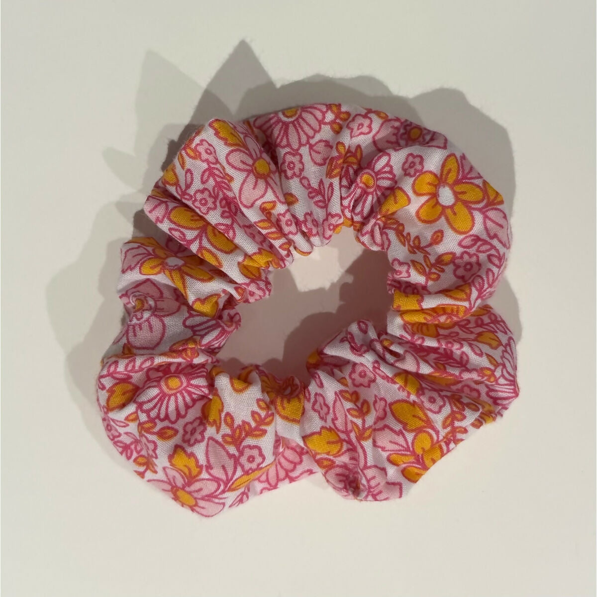Pink & Orange Retro Floral Hair Scrunchie