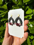 Dark Floral Drop Earrings with Bordeaux Rose and Pink Flower Detail