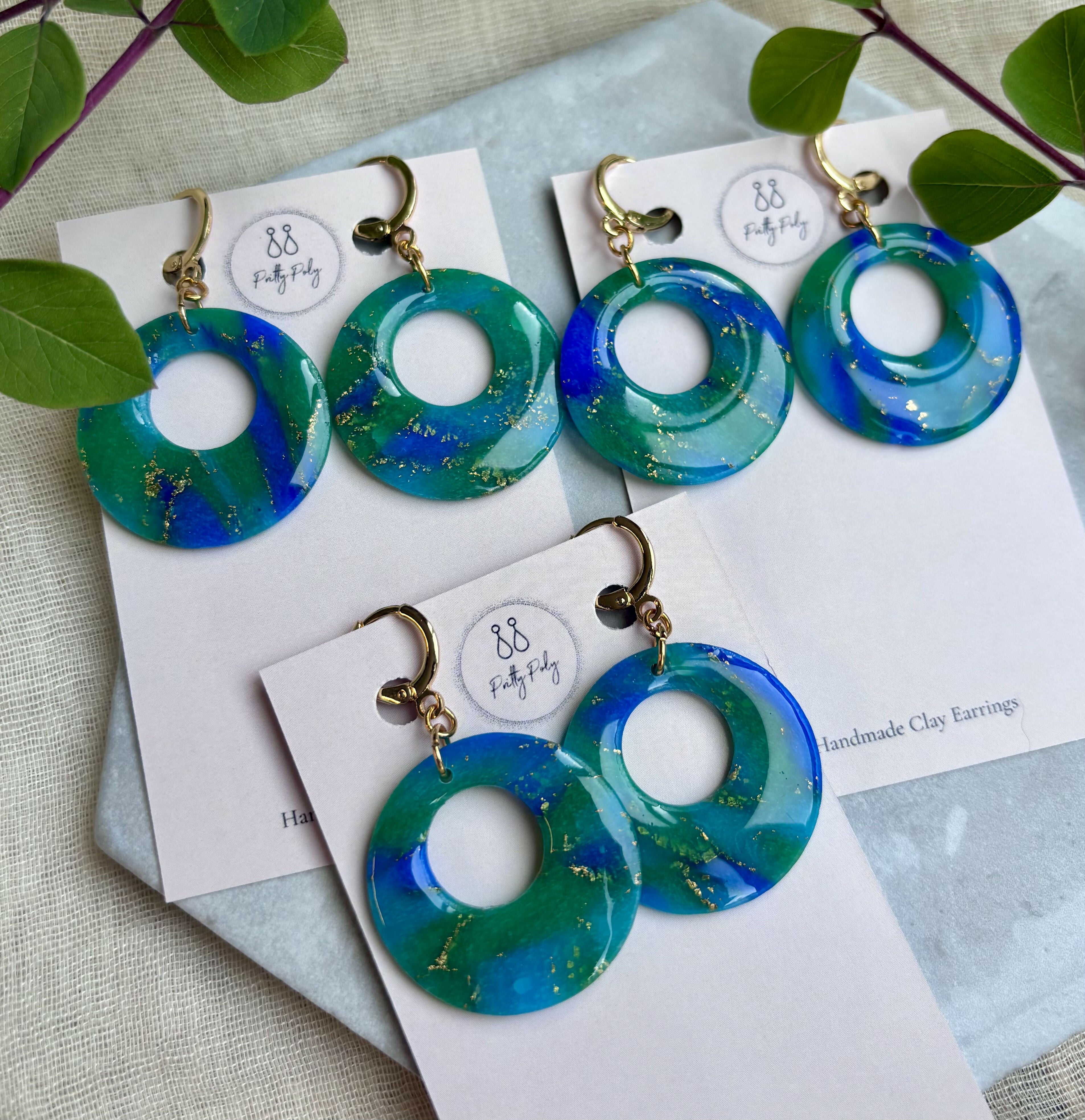 Ocean Dream Collection Round Polymer Clay Earrings