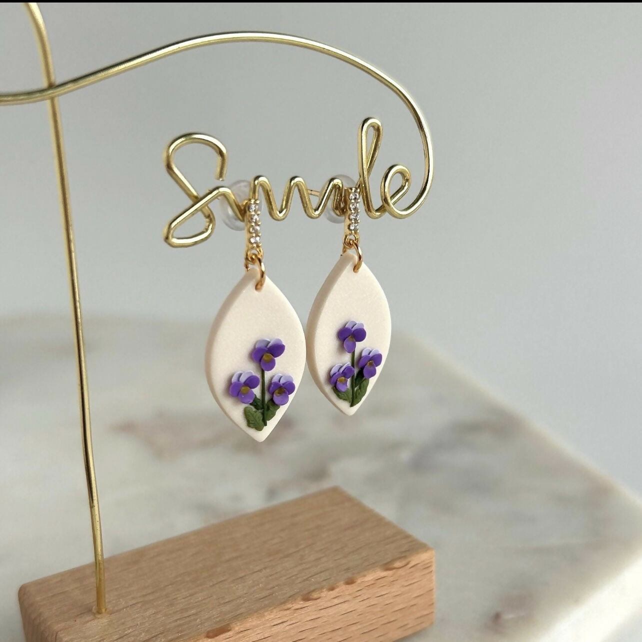 Purple Violet Flower Earrings