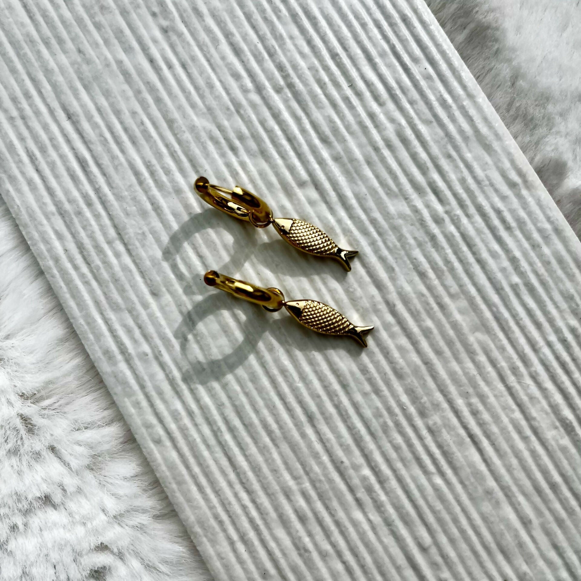 Lucky Fish Gold Hoop Earrings