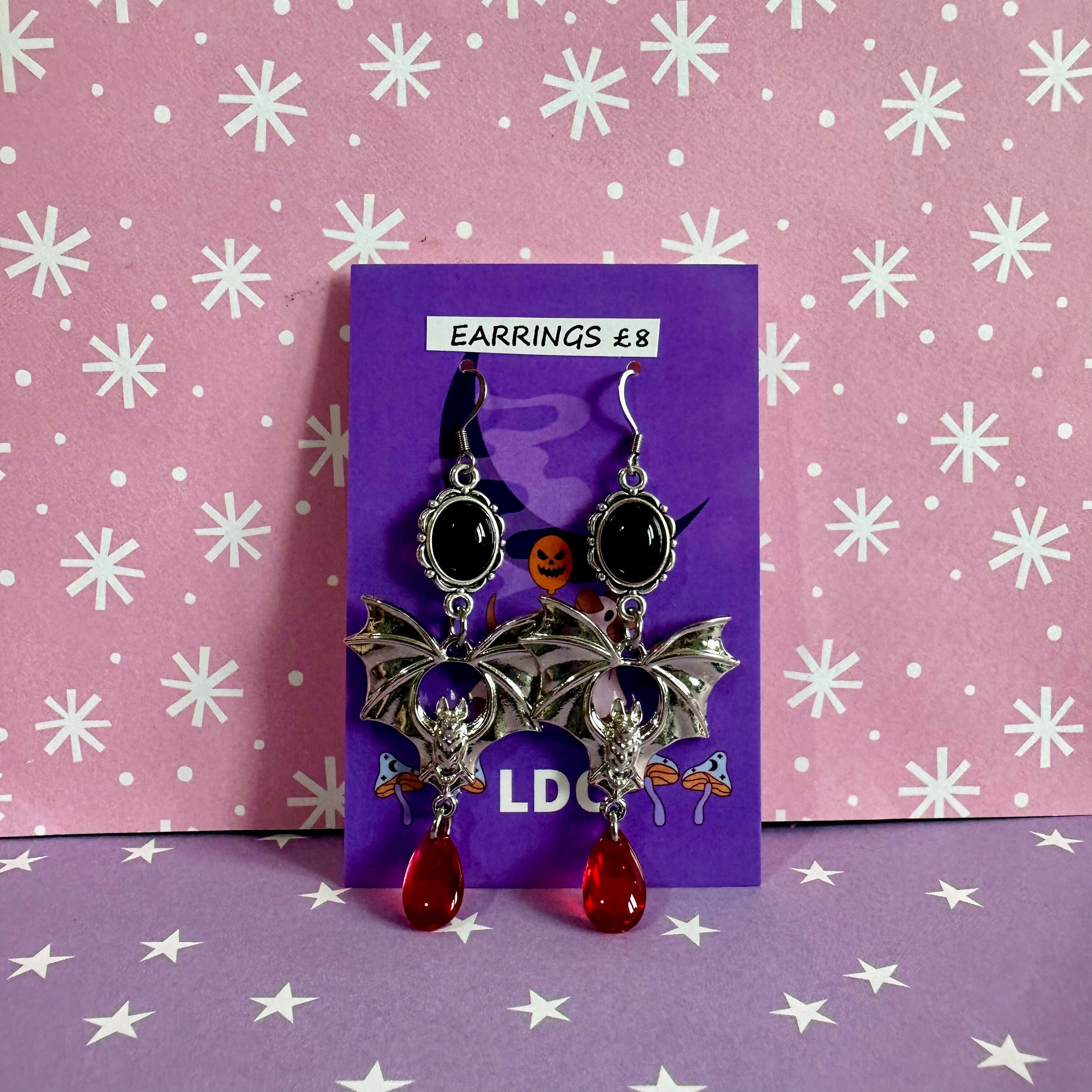 Vampire Bat Dangle Earrings