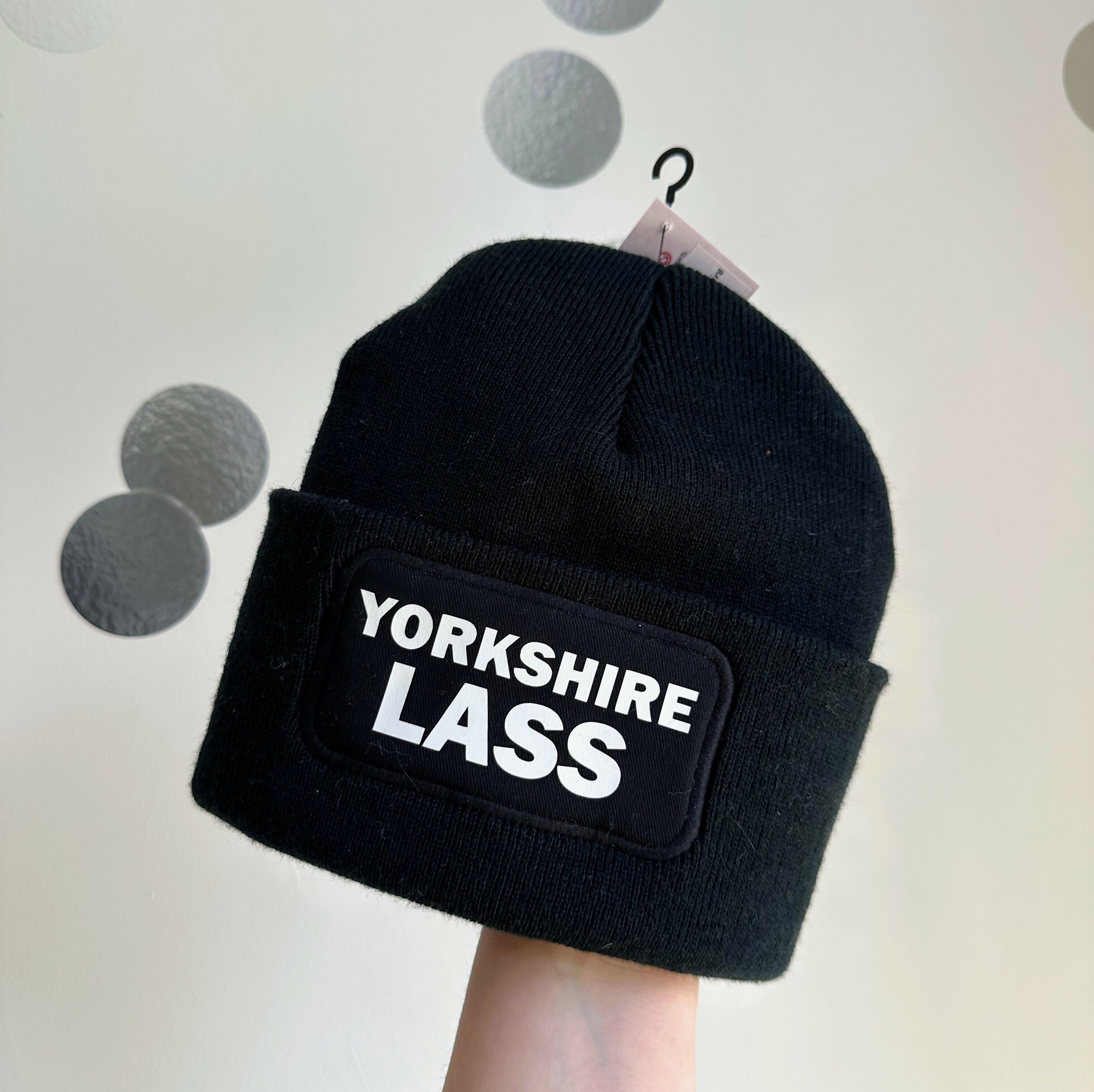 Yorkshire Lass Cuffed Rectangular Patch Beanie Hat