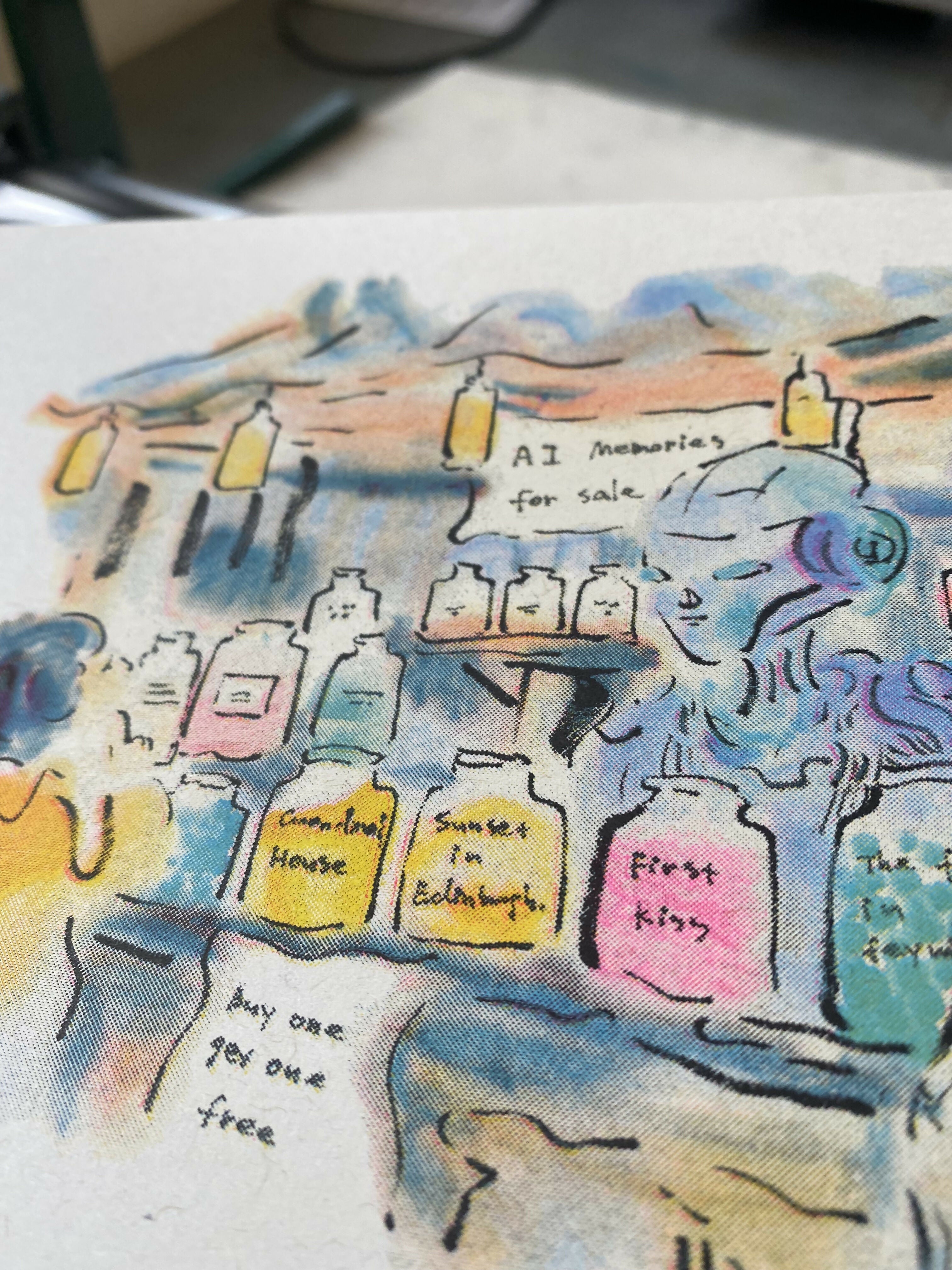 AI Memories for Sale Limited Edition Riso print