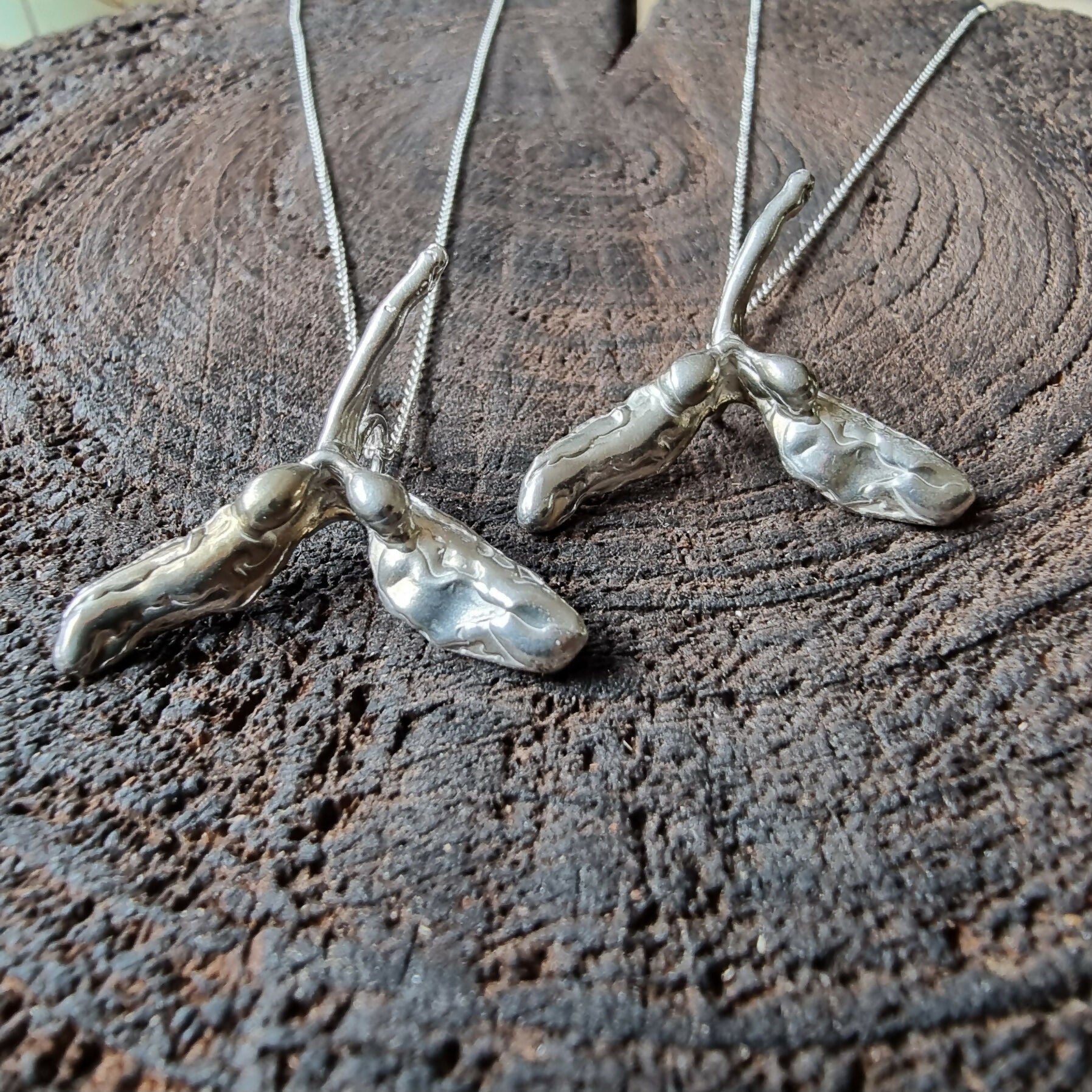 Sterling Silver Sycamore Seed Pendant