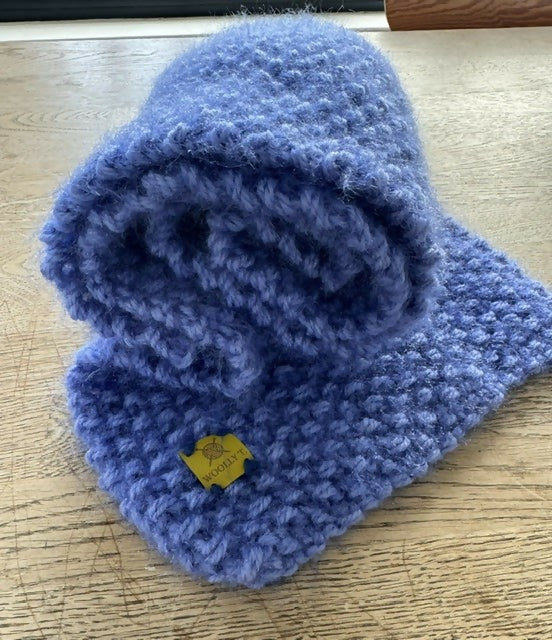 MID-LENGTH SHINY FLUFFY COSY SCARF - OCEAN BLUE