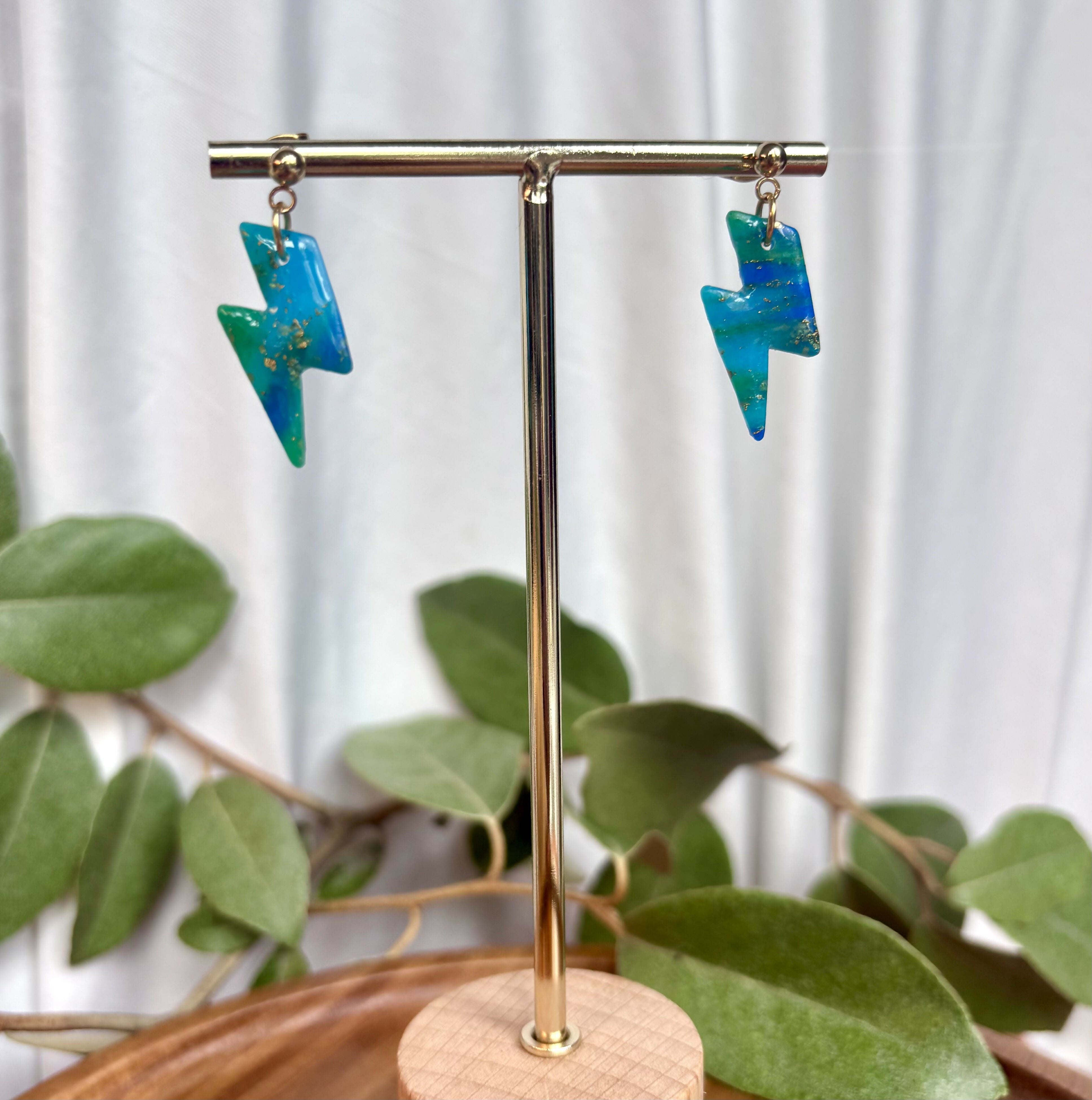 Ocean Dream Collection - Small Lightening Bolts Polymer Clay Earrings