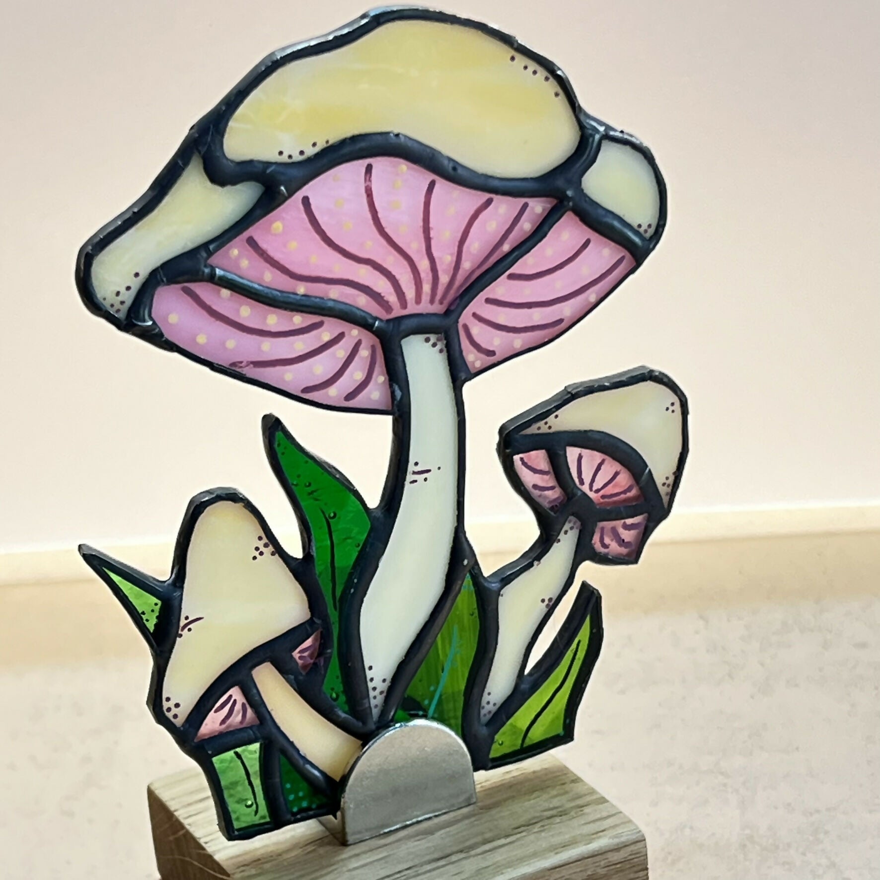Stained Glass Mushroom on Stand