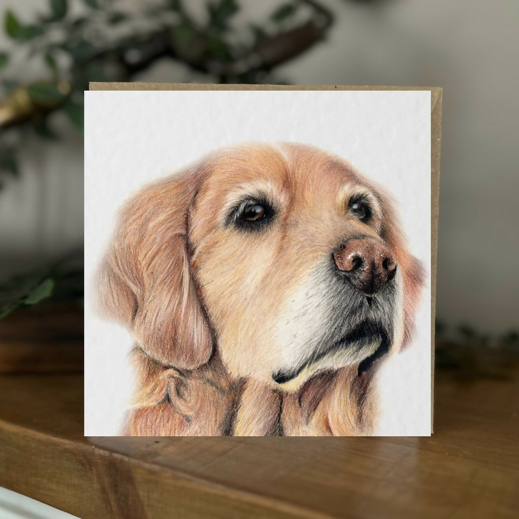 Golden Retriever Greeting Card – Dog Lover Gift – Handmade Blank Card