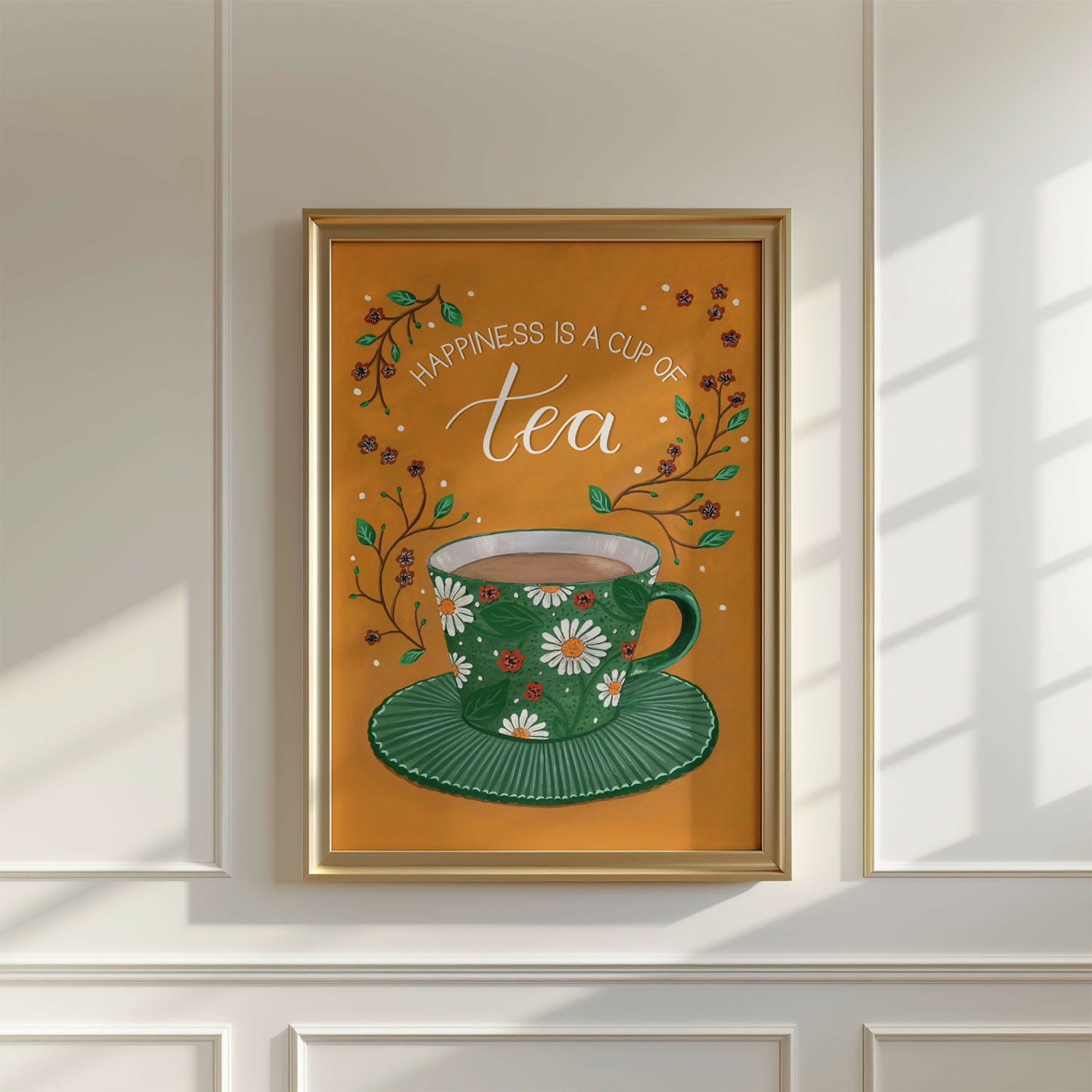 Tea Cup Yellow Art Print A4
