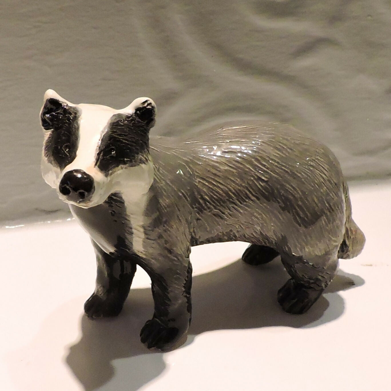 Ceramic Badger sculpture