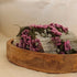 Purple Floral Arrangement in Wooden Tray