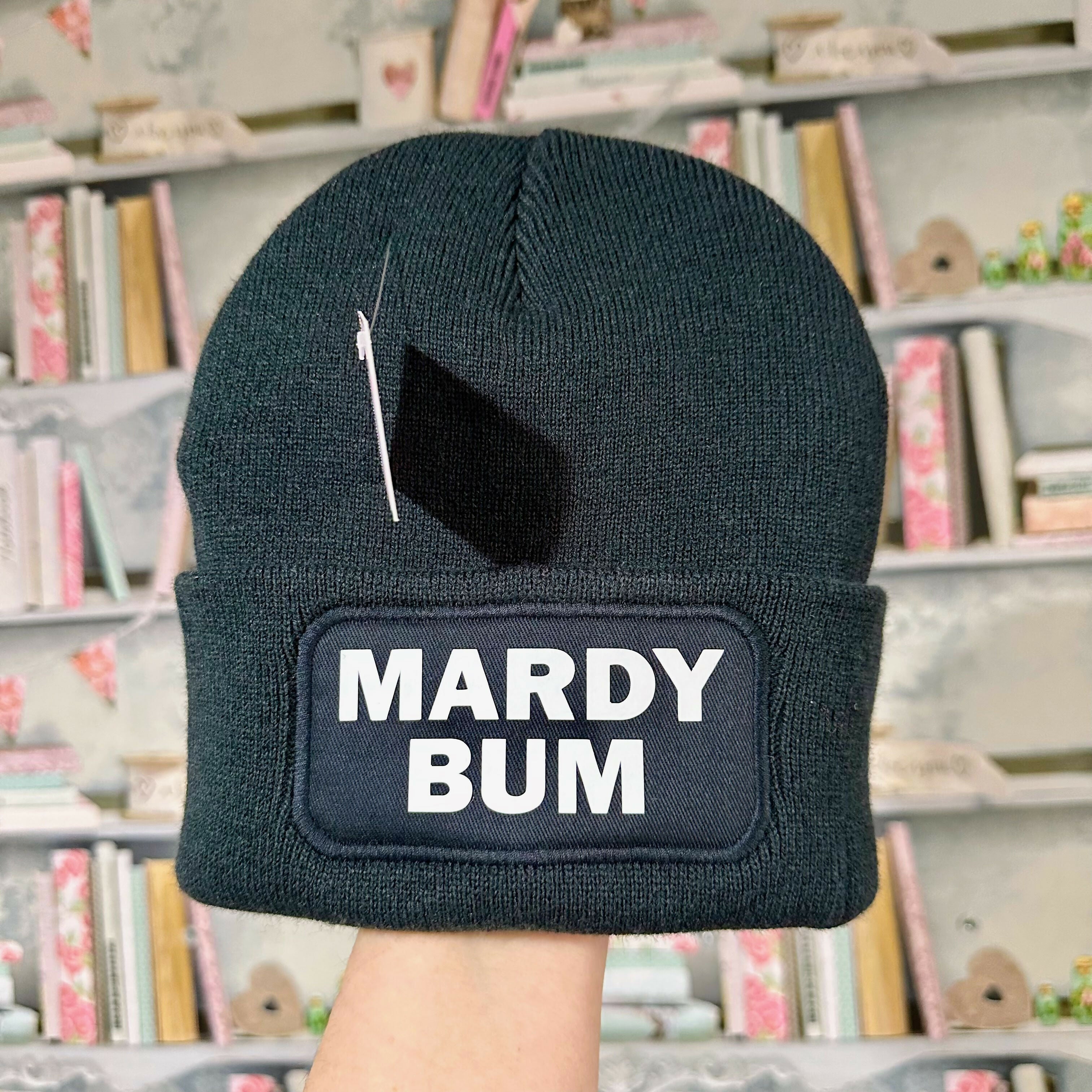 Mardy Bum Cuffed Rectangular Patch Beanie Hat