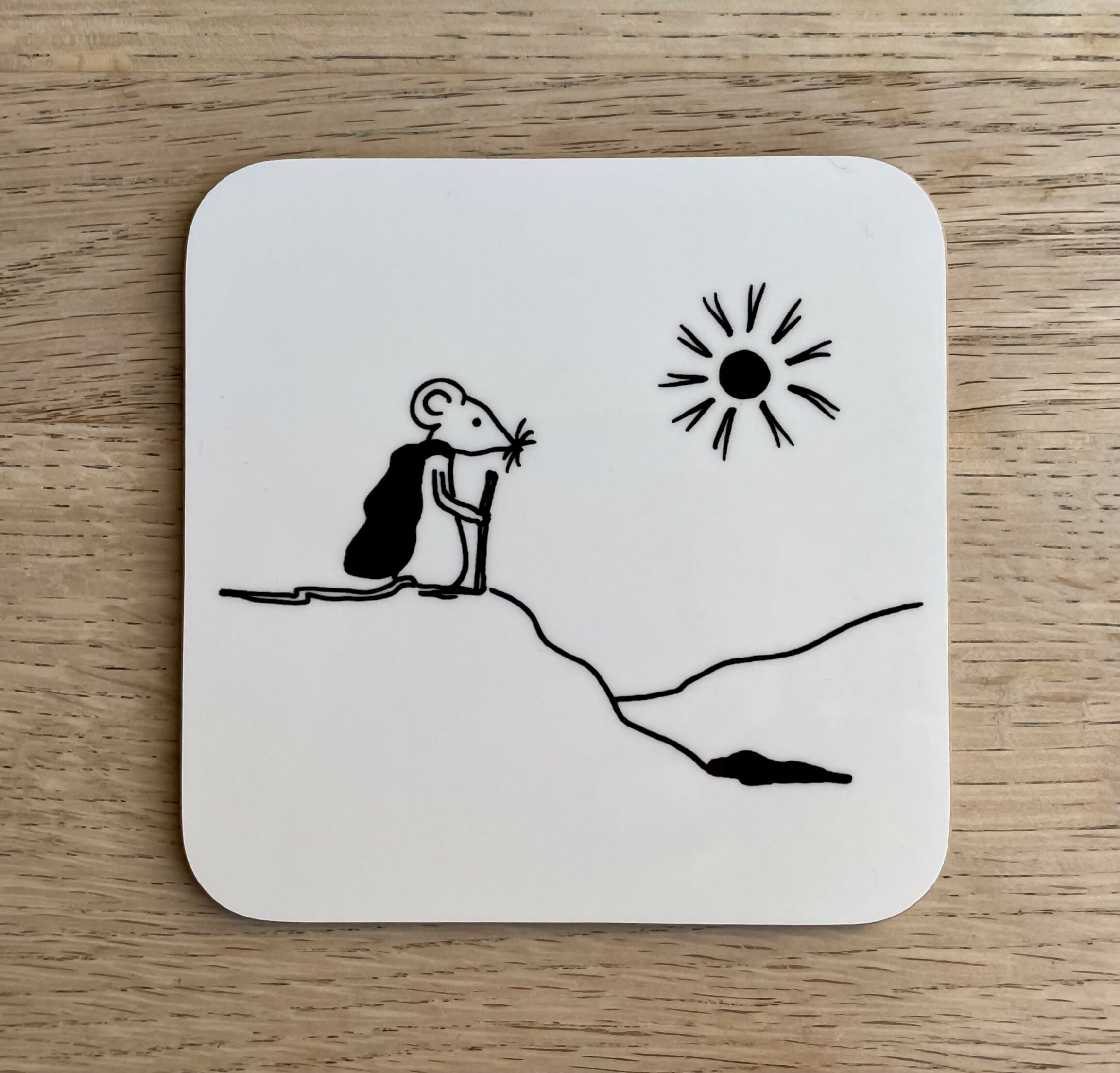 Mouse On A Journey Coaster – Pen And Ink Design