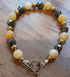 Gemstone Bracelet with Bronze Toggle Catch, Bronze Hematite, Yellow Jade, and Faceted Grey Hematite.