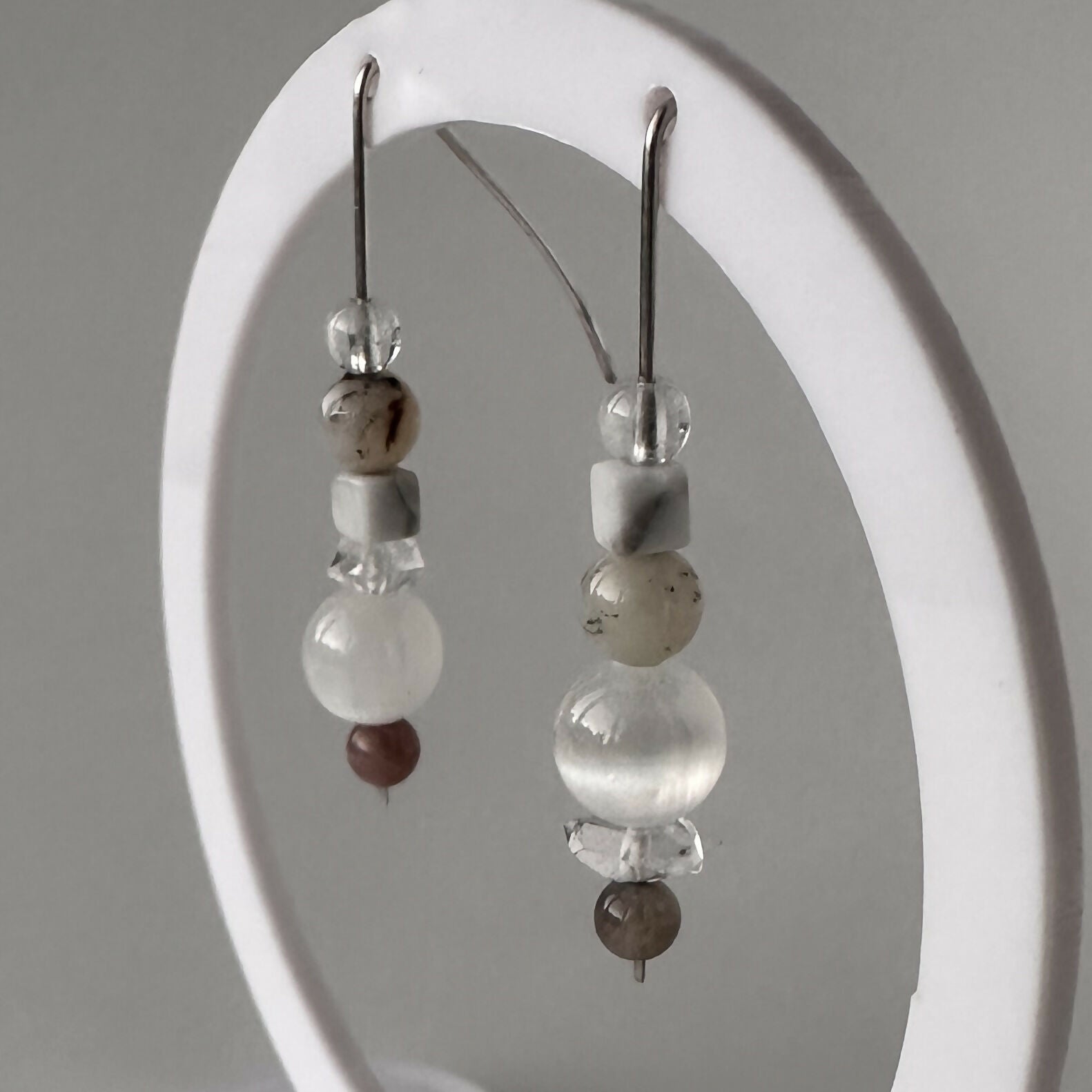 HEALING CRYSTAL & STERLING SILVER CROWN CHAKRA EARRINGS