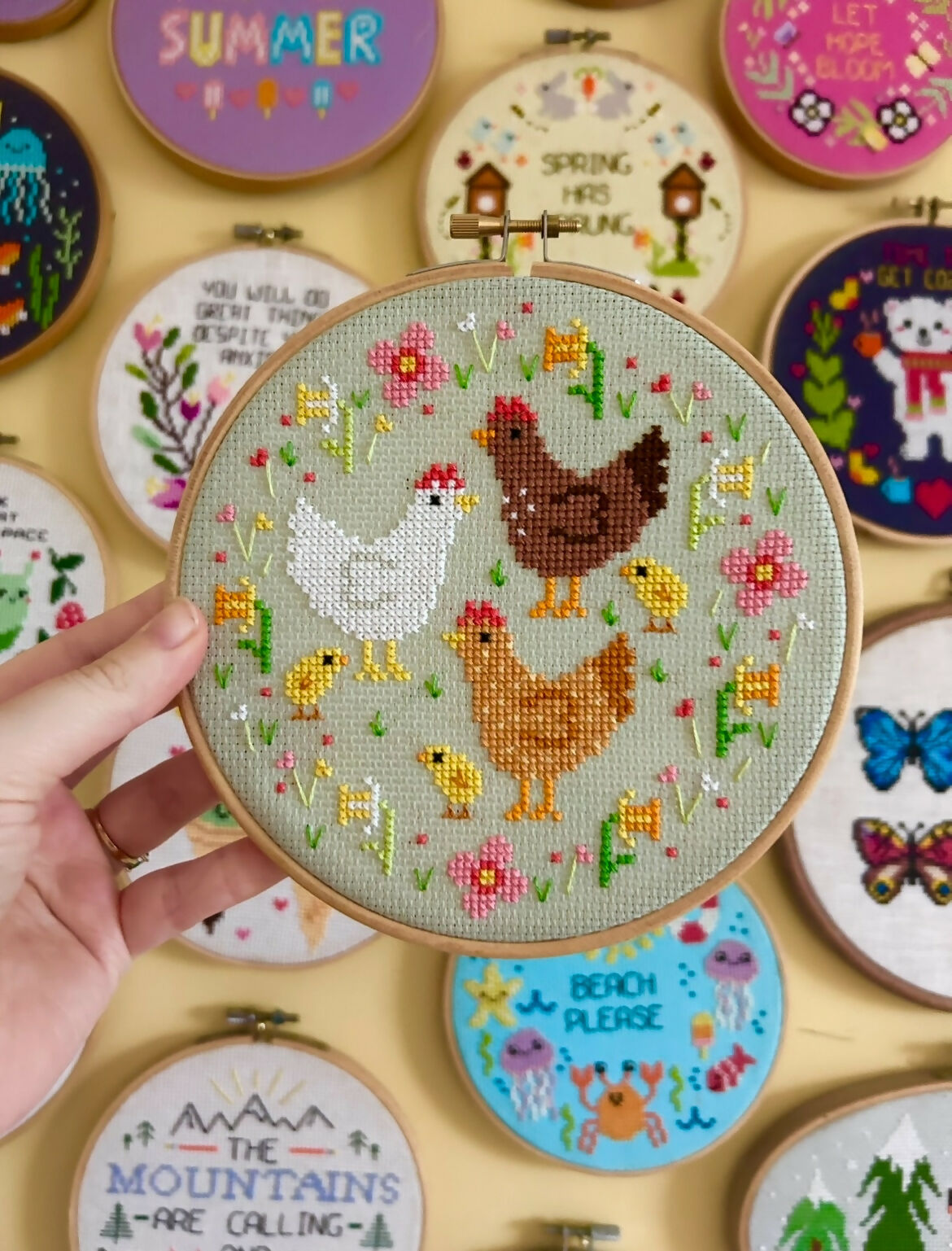 Chickens Amongst Daffodil's *Cross Stitch Kit*