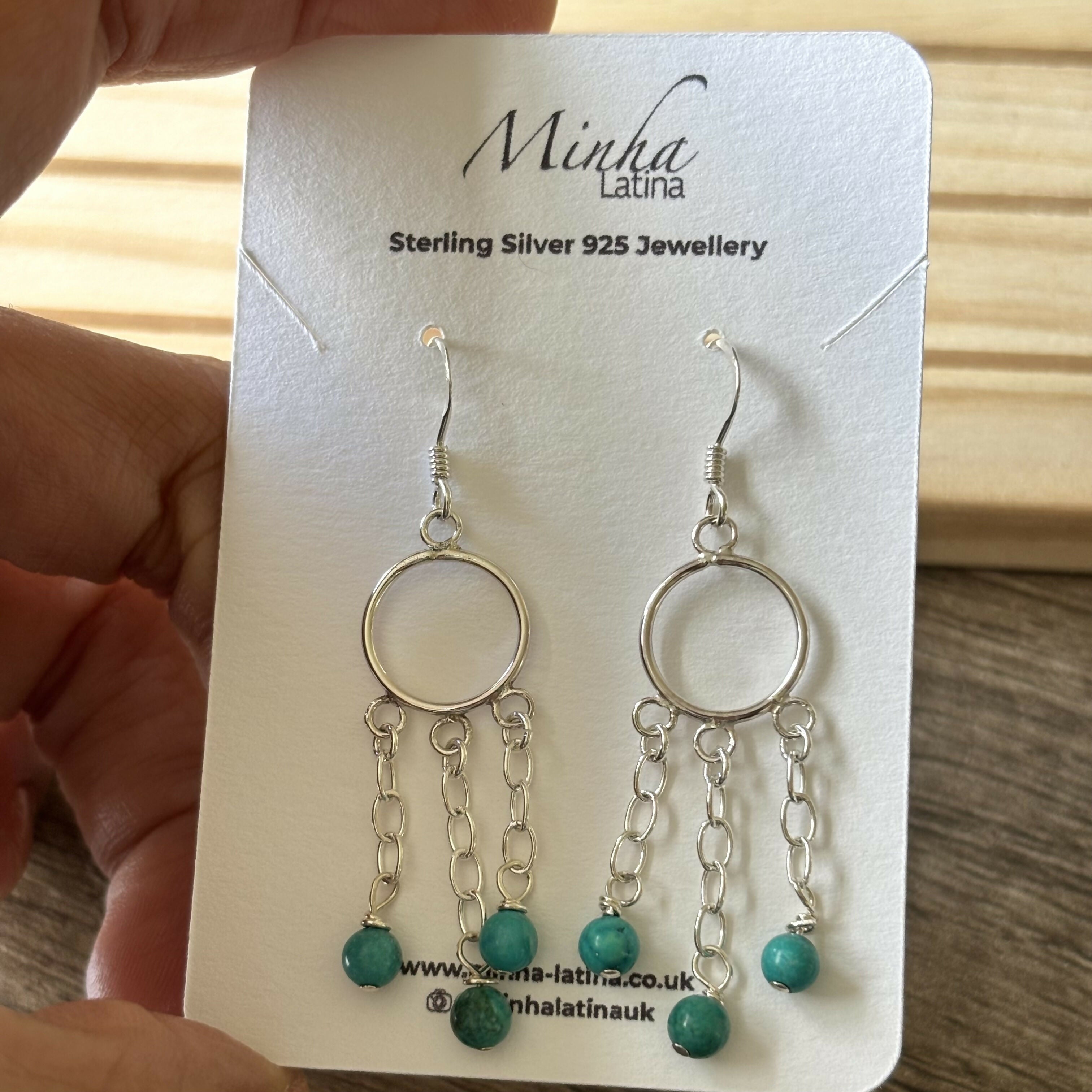 Sterling Silver Circle Turquoise Earrings