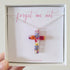 Real Flower Multicolour Cross Necklace Silver Plated