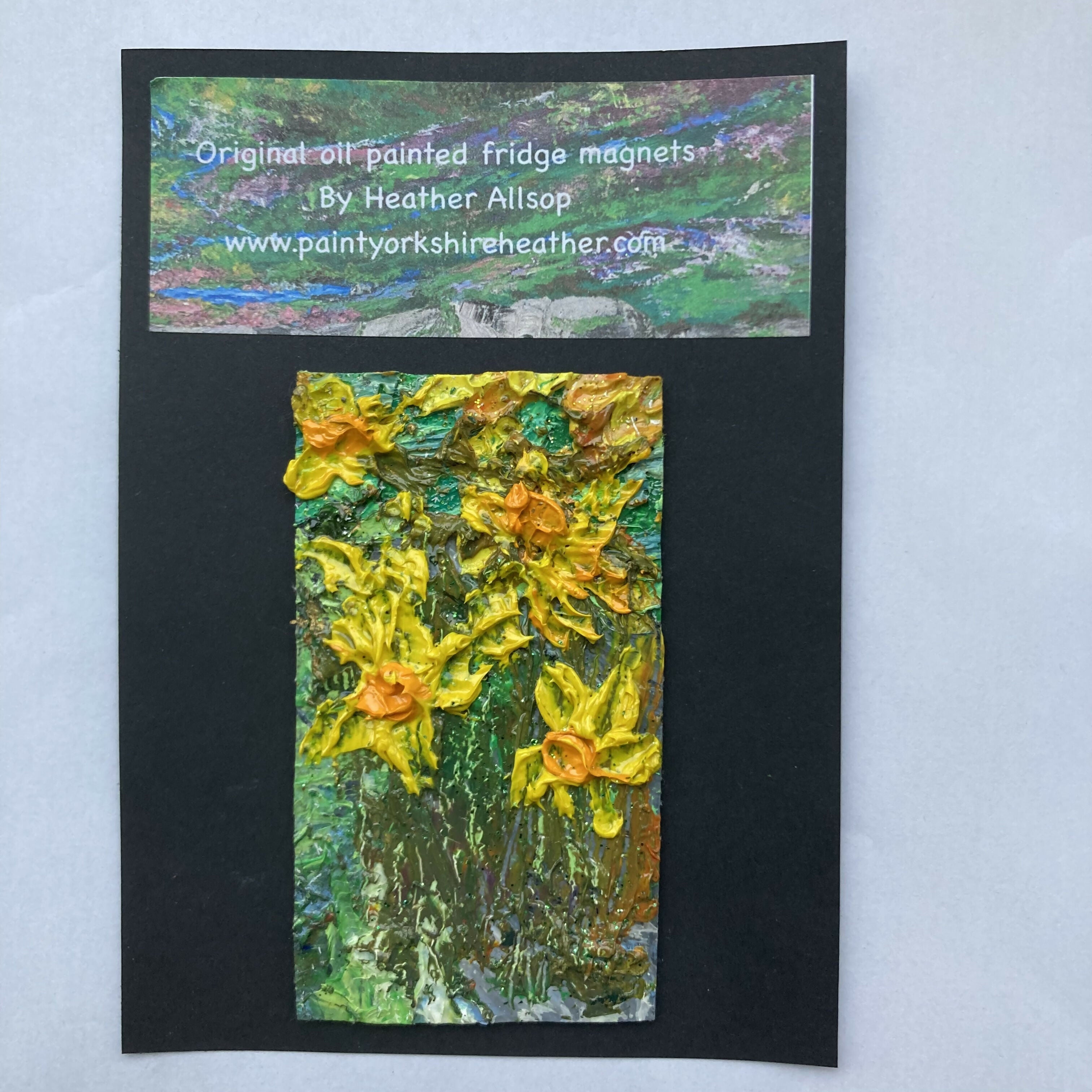 Abstract Daffodils Mini Oil Painting Canvas Fridge Magnet