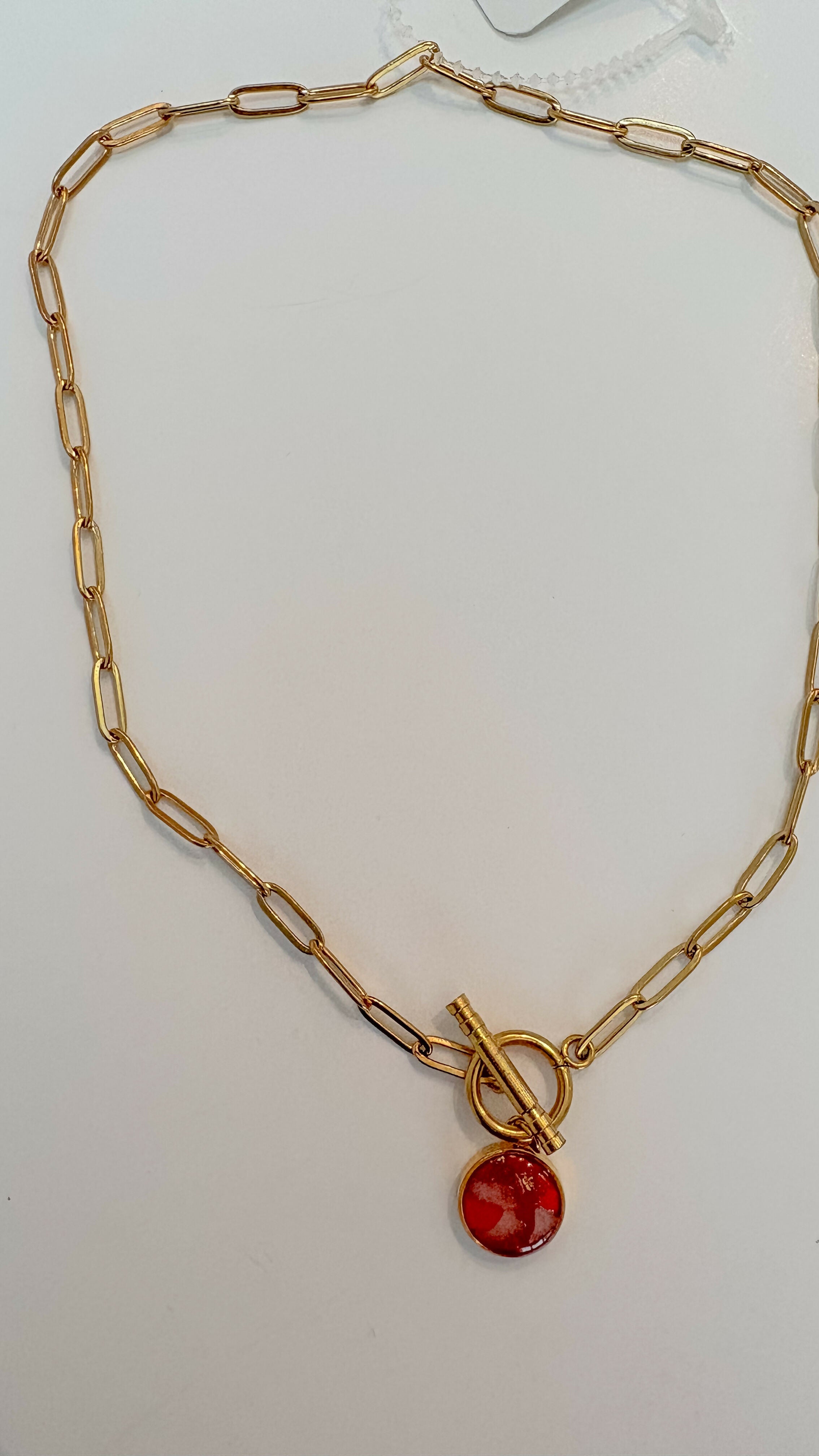 Paperclip Chain Circle Necklace