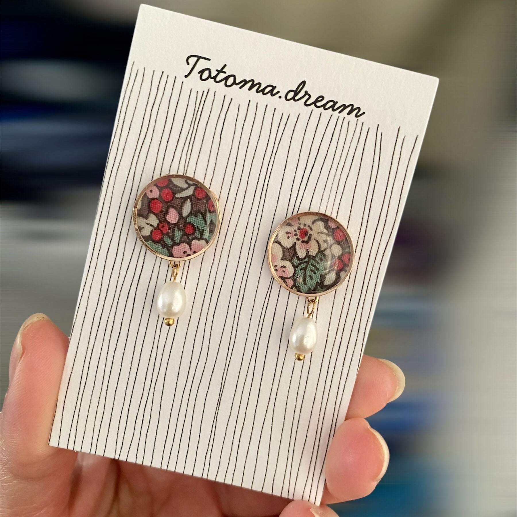 Fabric Pendent Earrings (Circle)