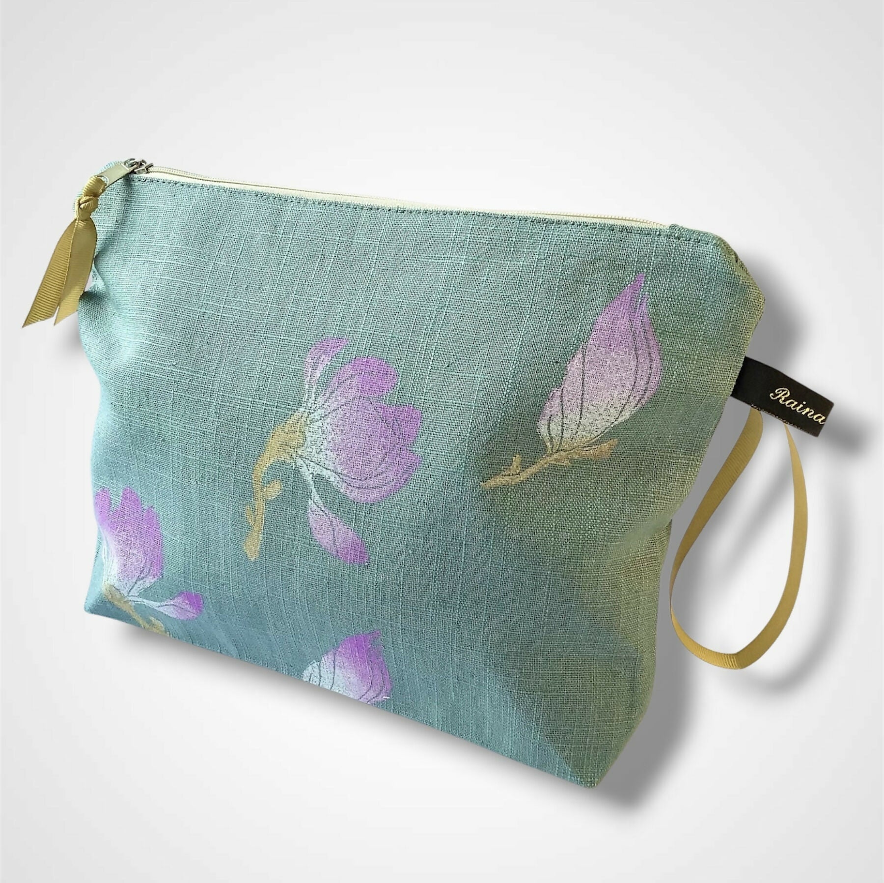 Sage Magnolias Linen Women’s Makeup Bag