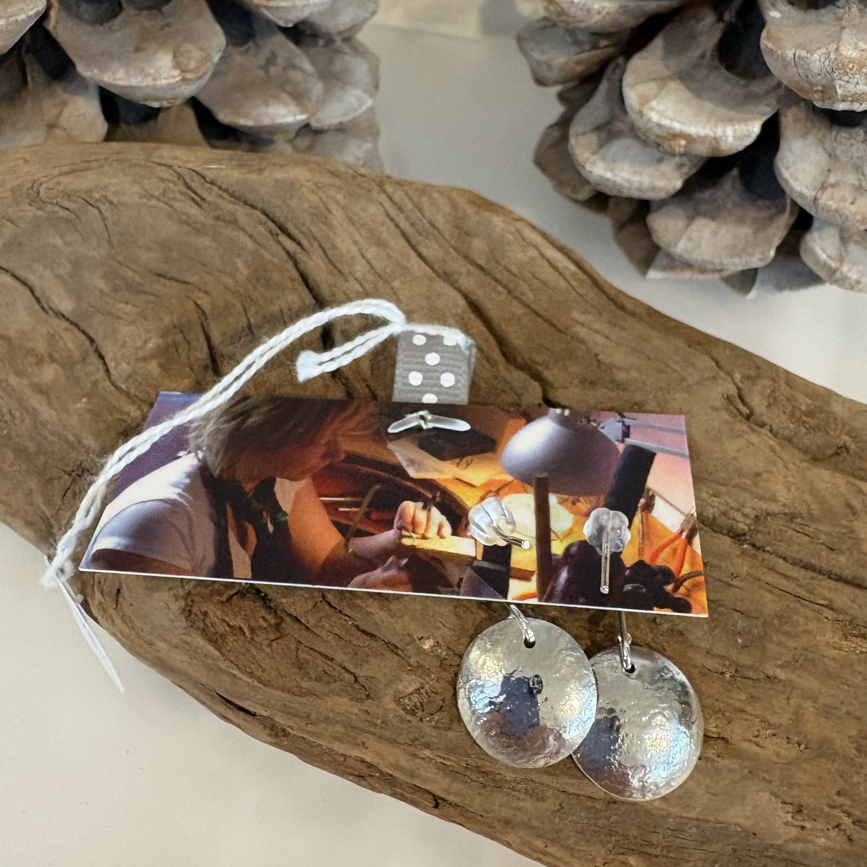 Sterling Silver Dome Drop Earrings