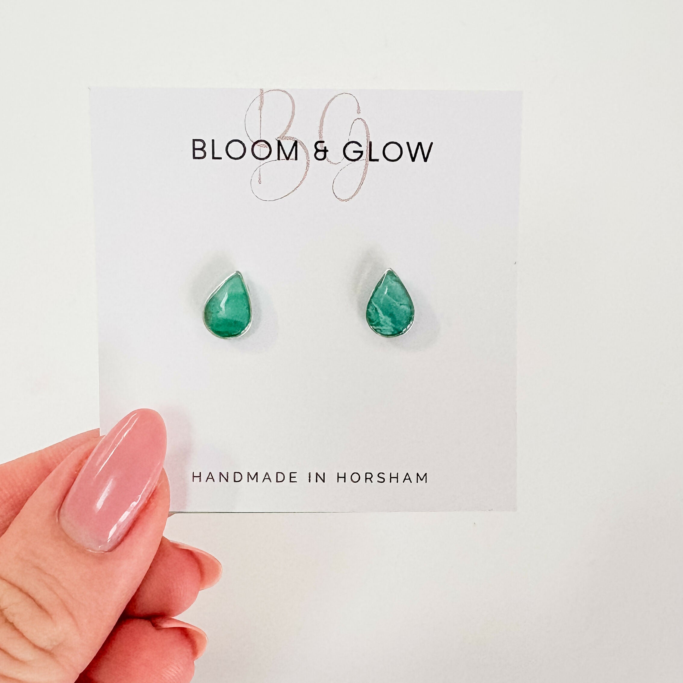 Emerald Crystal Effect Stud Earrings