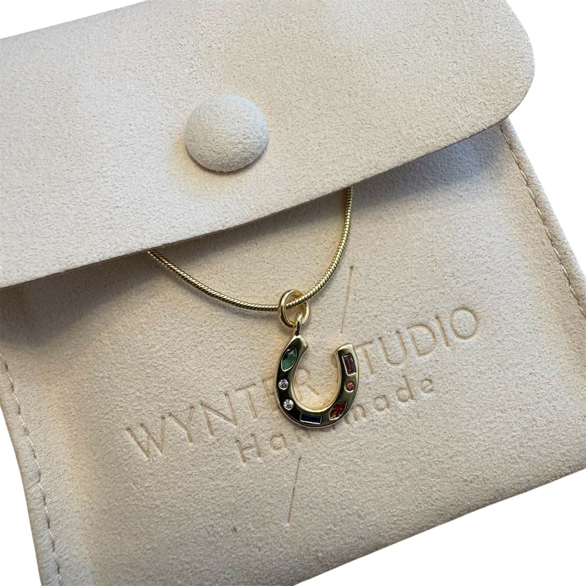 Lucky You Horse Shoe Candy Stone Necklace
