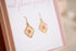 Pale Pink Baby’s Breath Fancy Diamond Shaped Bezel Earrings Gold Plated