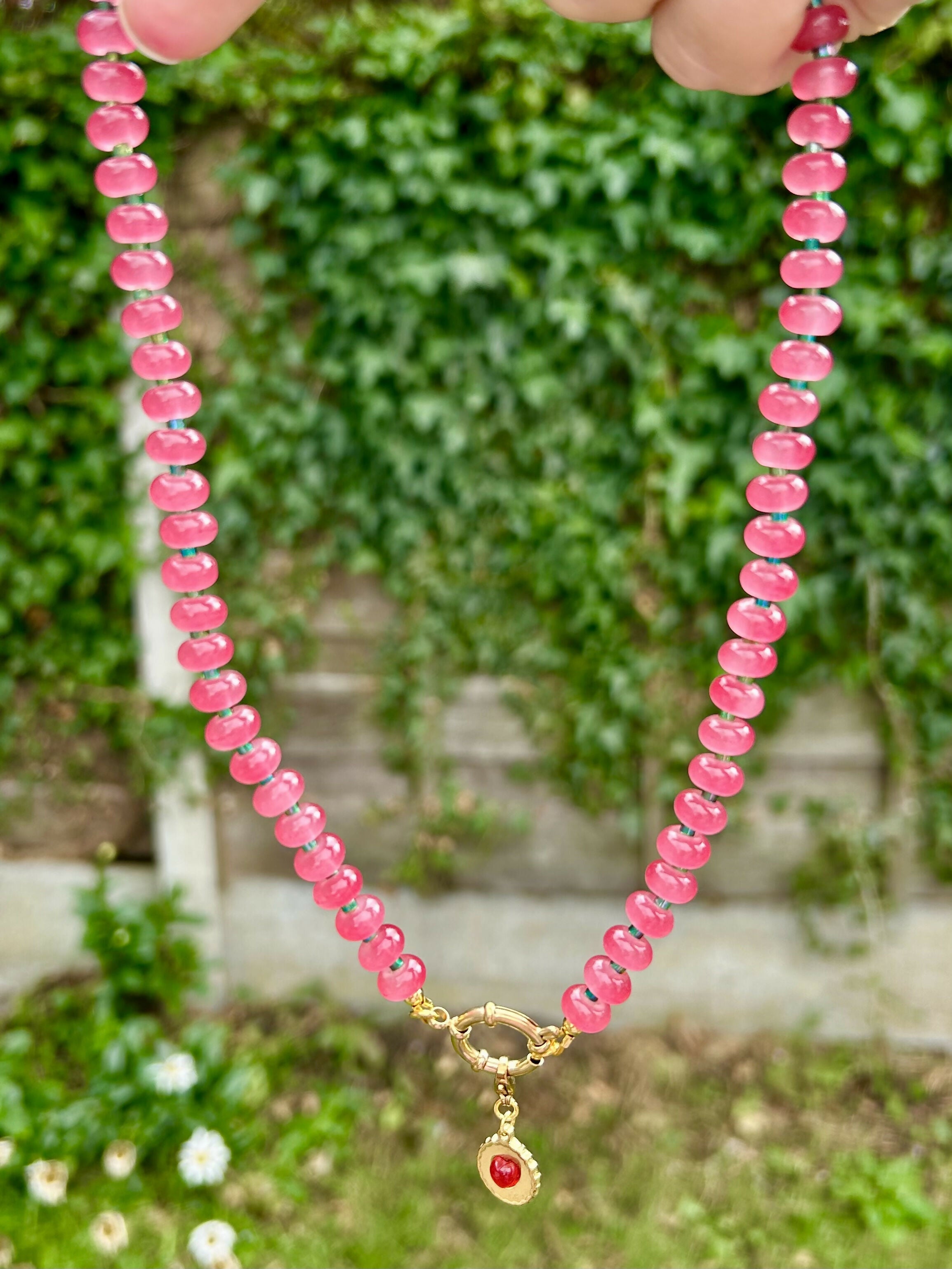 Rondel bead Charm necklace