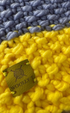 MID-LENGTH COSY CHUNKY 2-COLOUR SCARF - OCEAN BLUE & BRIGHT LEMON