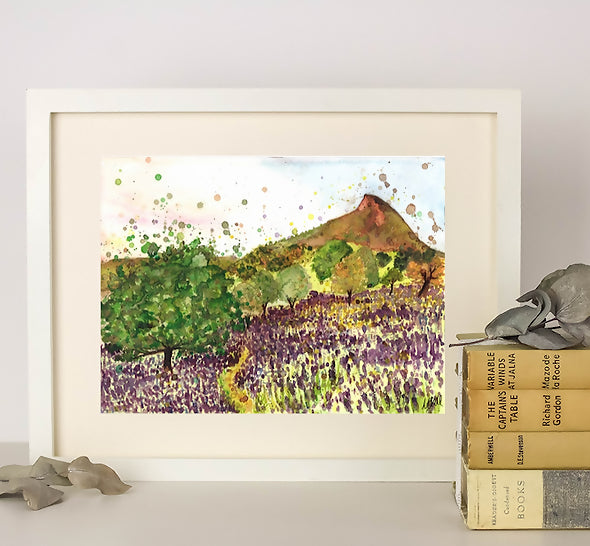 'Roseberry Topping' Watercolour Painting Print A5 Mounted
