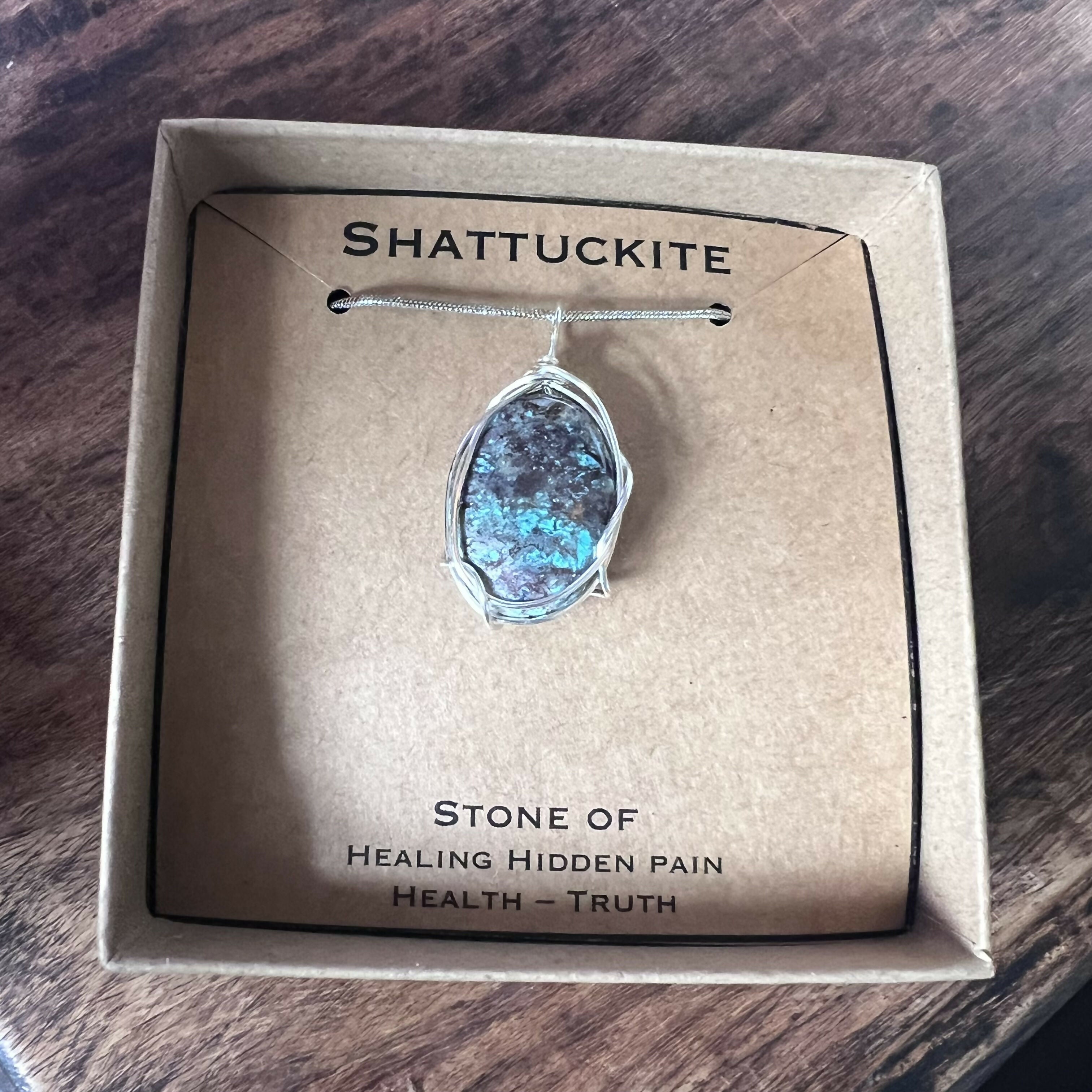 Shattuckite Wire Wrapped Pendant
