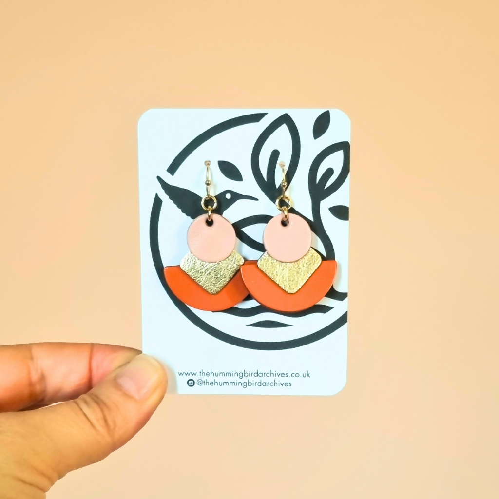 Orange, Pink and Gold Earrings