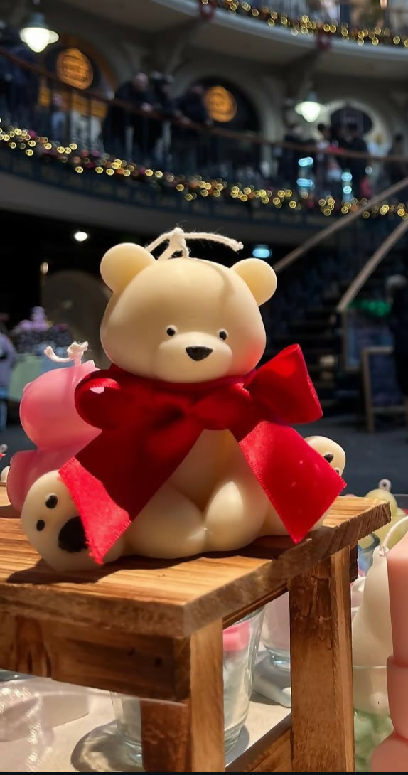 Teddy with Ribbon Bow Candle- Pink Jasmine and Orchid