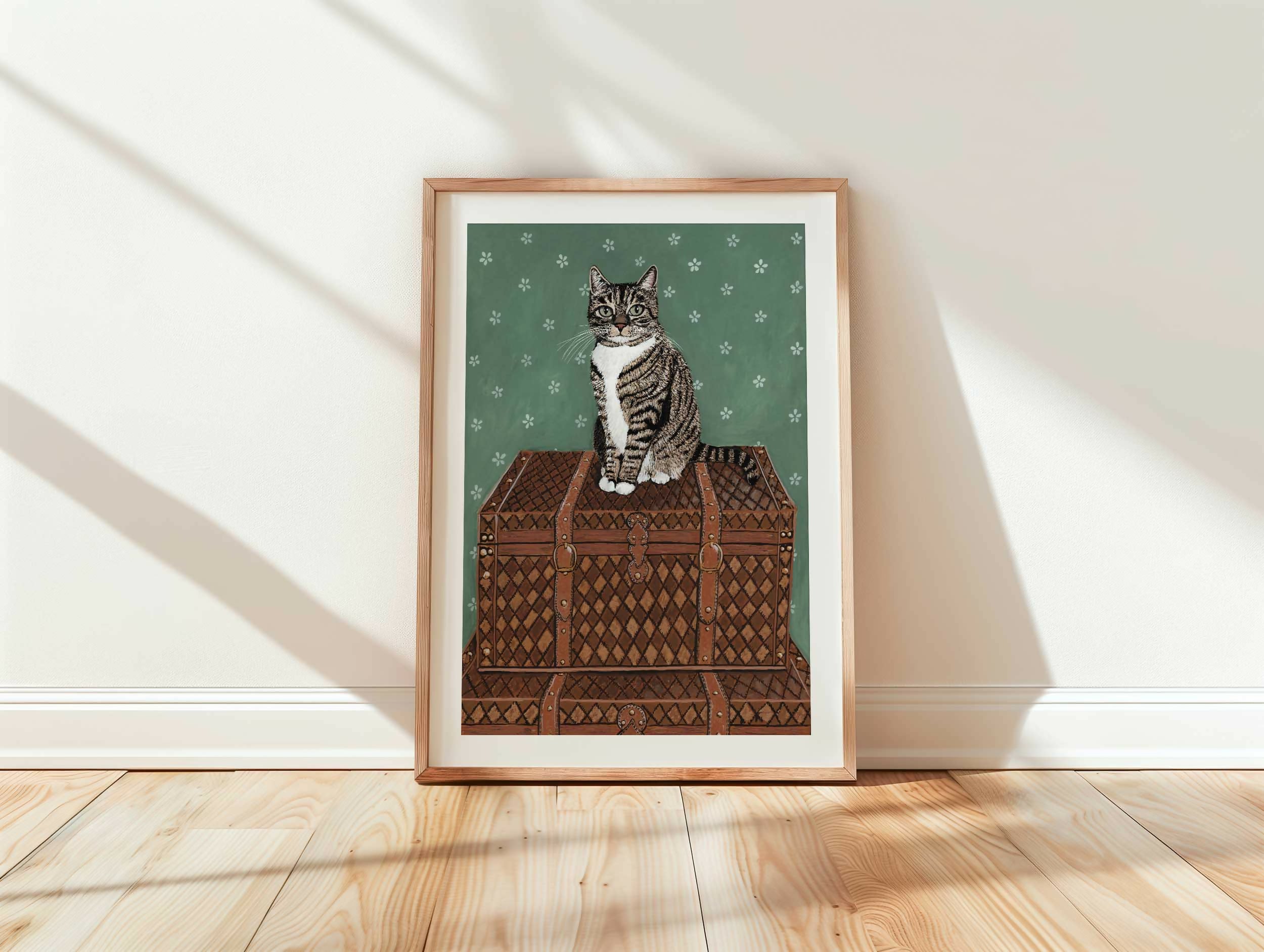 Tabby Cat Trunks Art Print A4