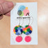 Neon Rainbow Mosaic Circle Hoop Handmade Polymer Clay Earrings