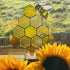 Stained Glass Bee on a Honeycomb Ornament
