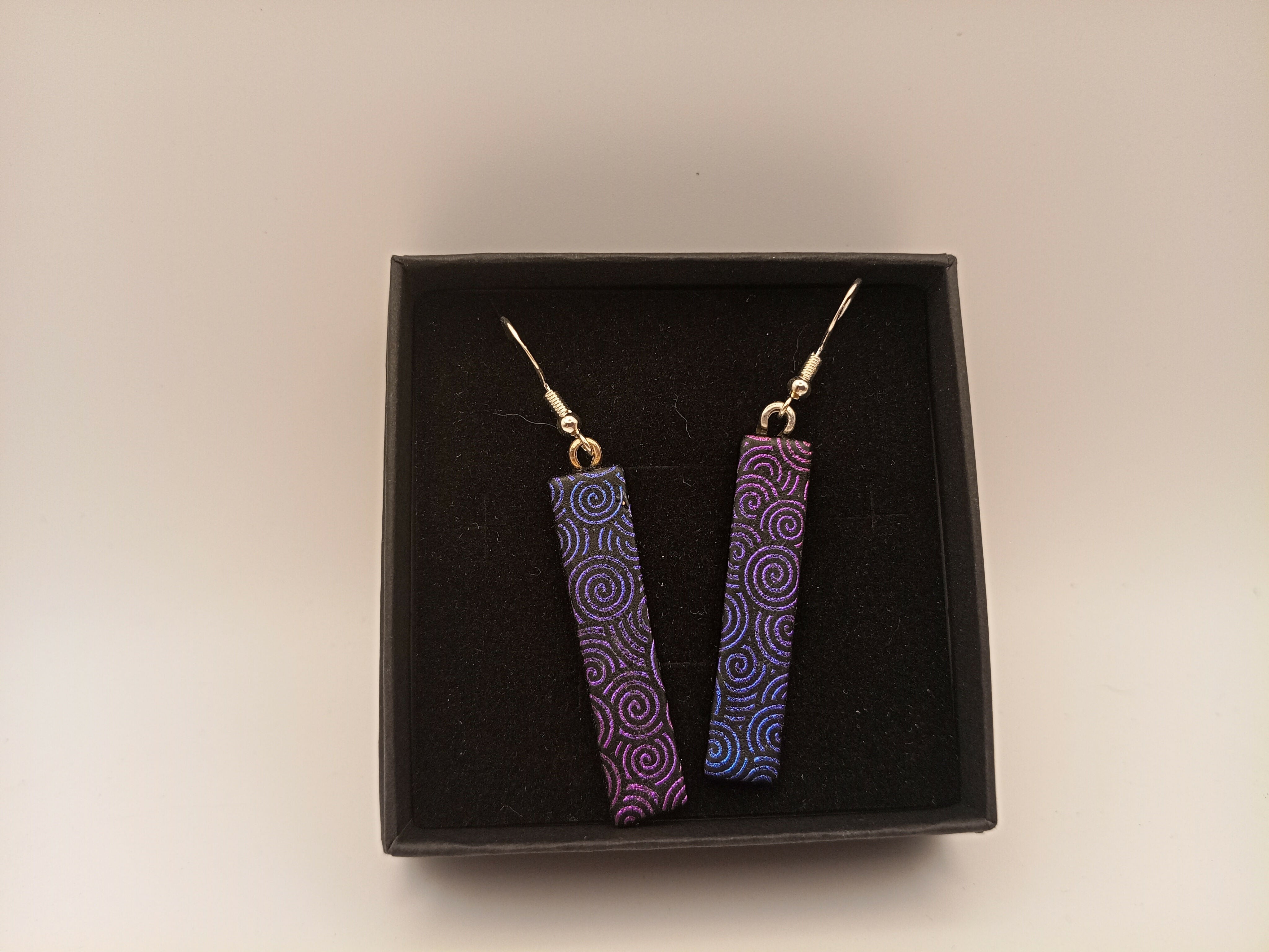 Pink and Purple Spiral Dichroic Earrings